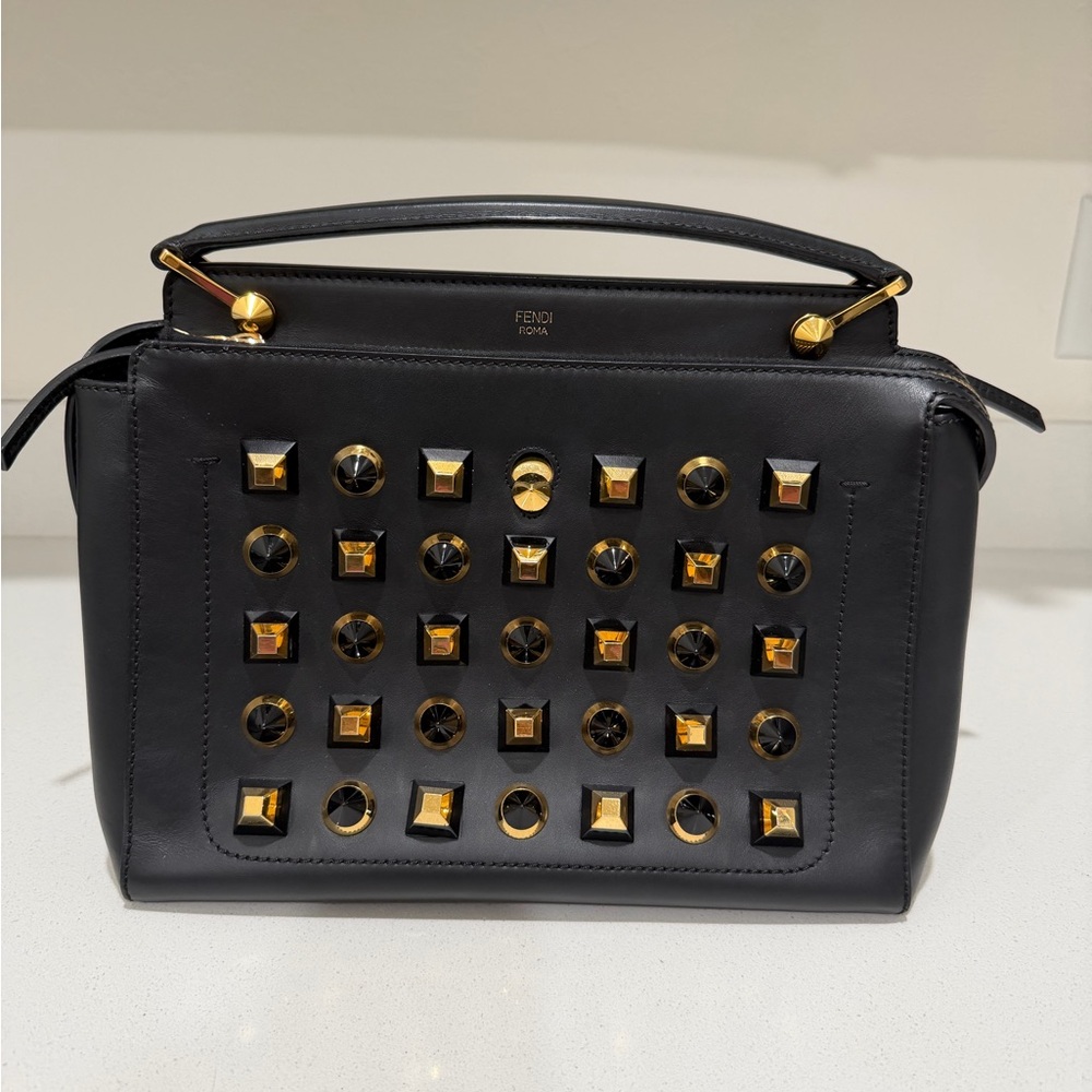 Fendi Studded Dotcom Two Way Leather Bag